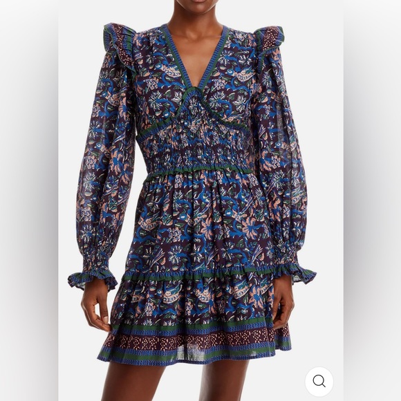 NWT-Sea New York Noah print long sleeve smocked dress, size...